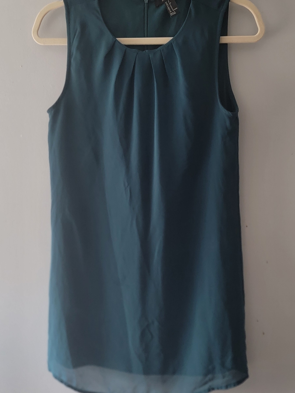Forever 21 Teal Pleated Neckline Shift Dress